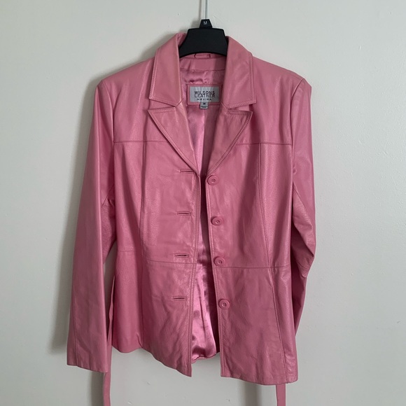 Wilsons Leather Maxima bubblegum pink genuine leather jacket women’s size Medium - Picture 4 of 7